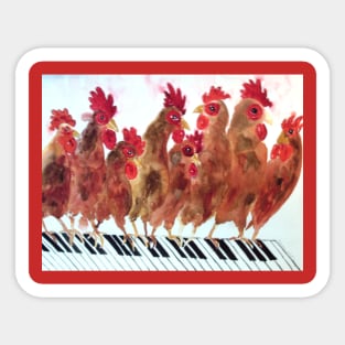 The Piano Playing Hens Sticker